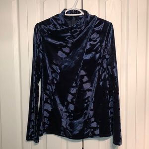 Elie Tahari Velvet Flowy Faux Neck Top